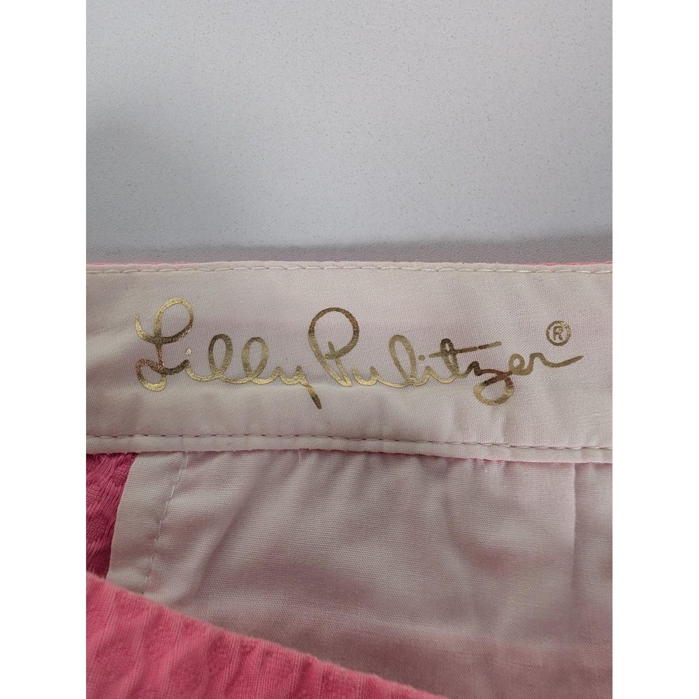Lilly Pulitzer Shorts Womens 6 Pink Buttercup Scallop Hem Textured Cotton Summer - Picture 6 of 12